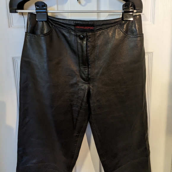OSCAR LEOPOLD - Vintage Black Leather Straight Leg Pant - Picture 9 of 12